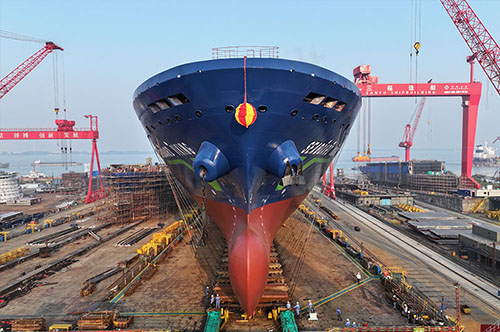 SANFU Shipyard Launched a 3500 TEU Dual Fuel Container Ship